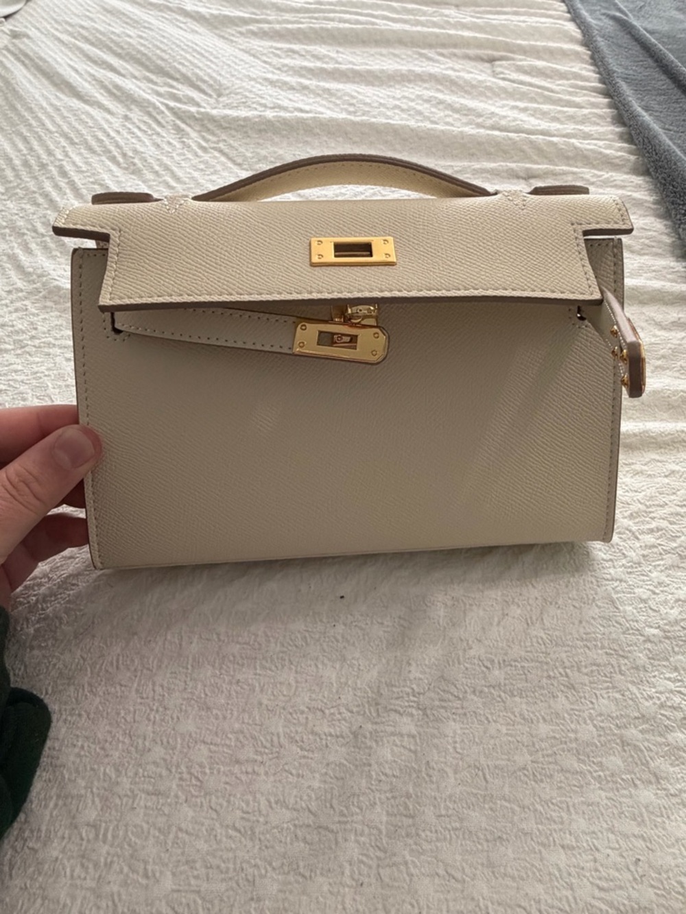 Cream Top-Handle Women's Handbag with Gold Hardware